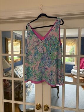 Lilly Pulitzer Pink Multicolor Floral, reversible lavender V-Neck Camisole
